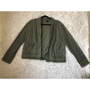 New Direction Womens Jacket Size Medium Hunter Green Military Boho Style Pockets